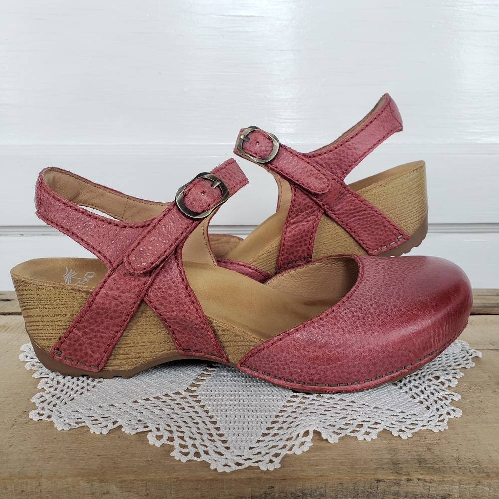 **SOLd*thankyou🌷Dansko Tiffani▪︎MaryJane Clog Sandal▪︎Coral Red Burnished▪︎EU39 - Picture 14 of 16